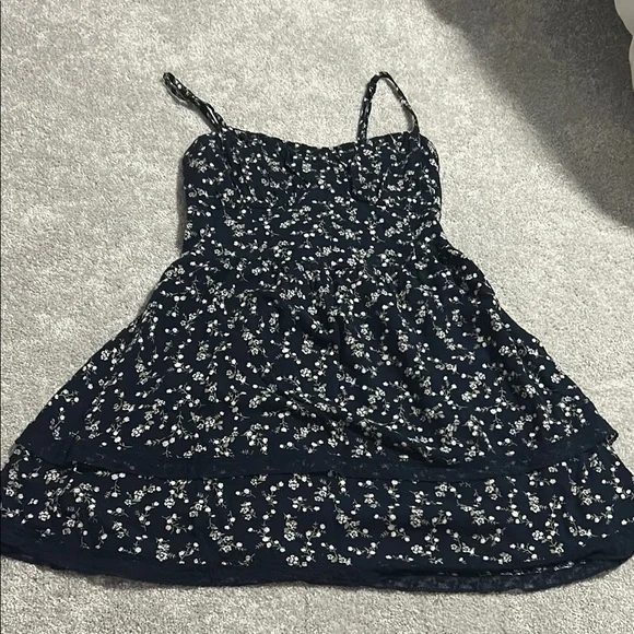 motel rocks blue mini dress Romini Dress in Midnight Mini Sequin with Black Lace